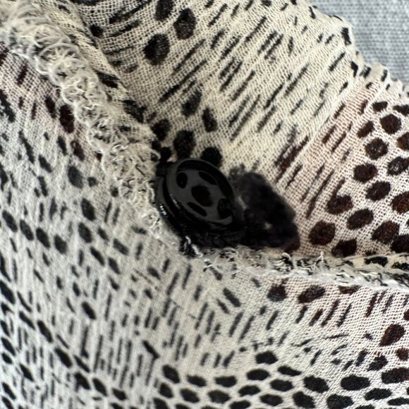 Vintage Y2K INC Silk Black White Lace Print Victorian Collar Long Sleeve Blouse - Picture 12 of 15